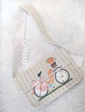 Viral 🎥 SOL and MER  Striped Bicycle Beaded Shoulder Bag 🚲